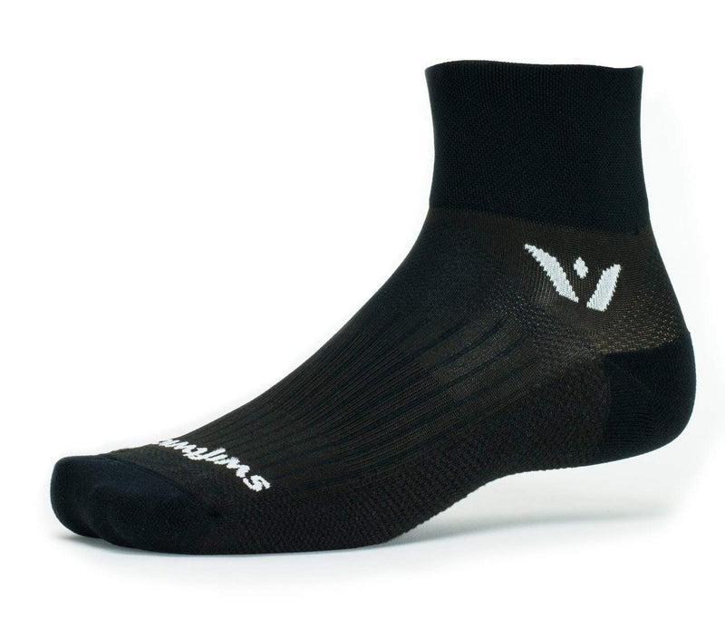 Swiftwick- PERFORMANCE TWO Running & Cycling Socks, Fast Dry, Cushion Crew Socks Black X-Large - BeesActive Australia
