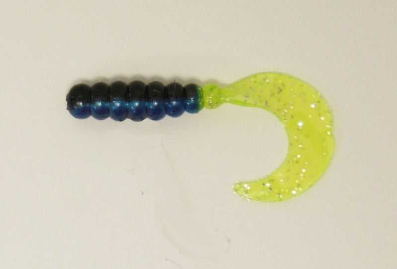 Big Bite Baits FG205 Fat Grub Black/Blue/Chartreuse Silver, 2" - BeesActive Australia