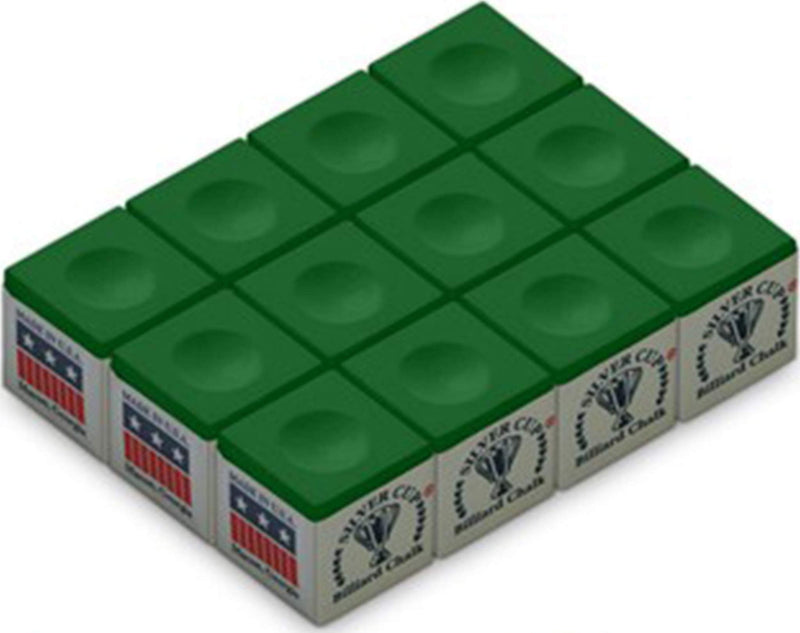 Silver Cup Billiard Chalk - ONE Dozen Green - BeesActive Australia