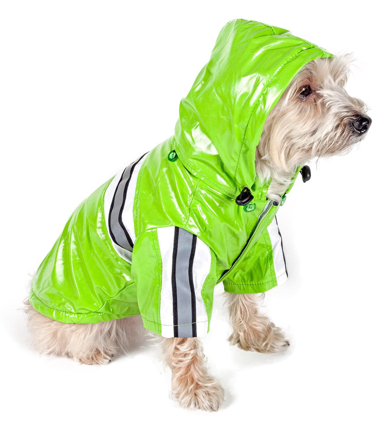Pet Life ® Reflecta-Glow Reflective Waterproof Adjustable PVC Pet Raincoat Green Medium - BeesActive Australia