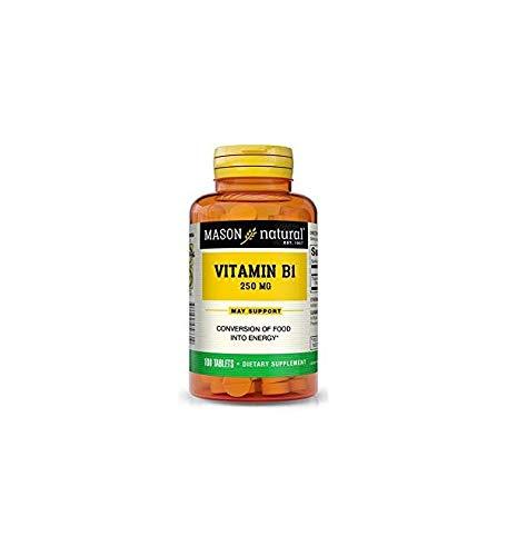 Mason Natural, Vitamin B-1 Thiamine Tablets, 250 Mg, 100-Count Bottle, Dietary Supplement Supports Energy Production and Healthy Metabolism, Helps Break Down Fats and Protein 100 Count (Pack of 1) - BeesActive Australia
