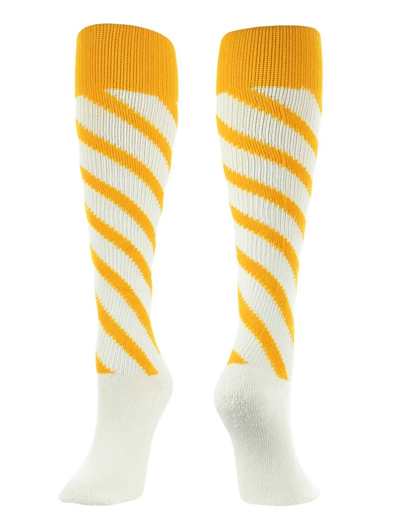 TCK Candy Stripe Knee High Softball Socks Soccer White/Gold/Gold Small - BeesActive Australia