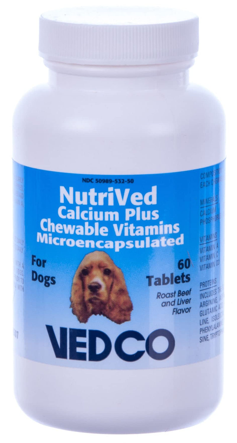 NutriVed Calcium Plus Chewable Vitamins For Dogs - 60 Tablets - BeesActive Australia