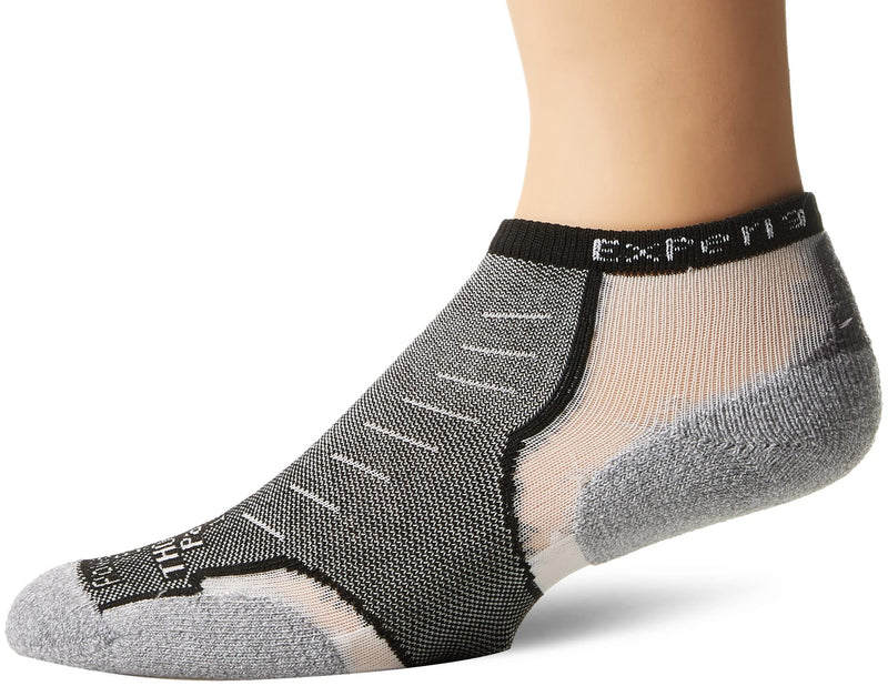 Thorlos Experia Xccu Thin Cushion Running Low Cut Socks Large Black/Black - BeesActive Australia