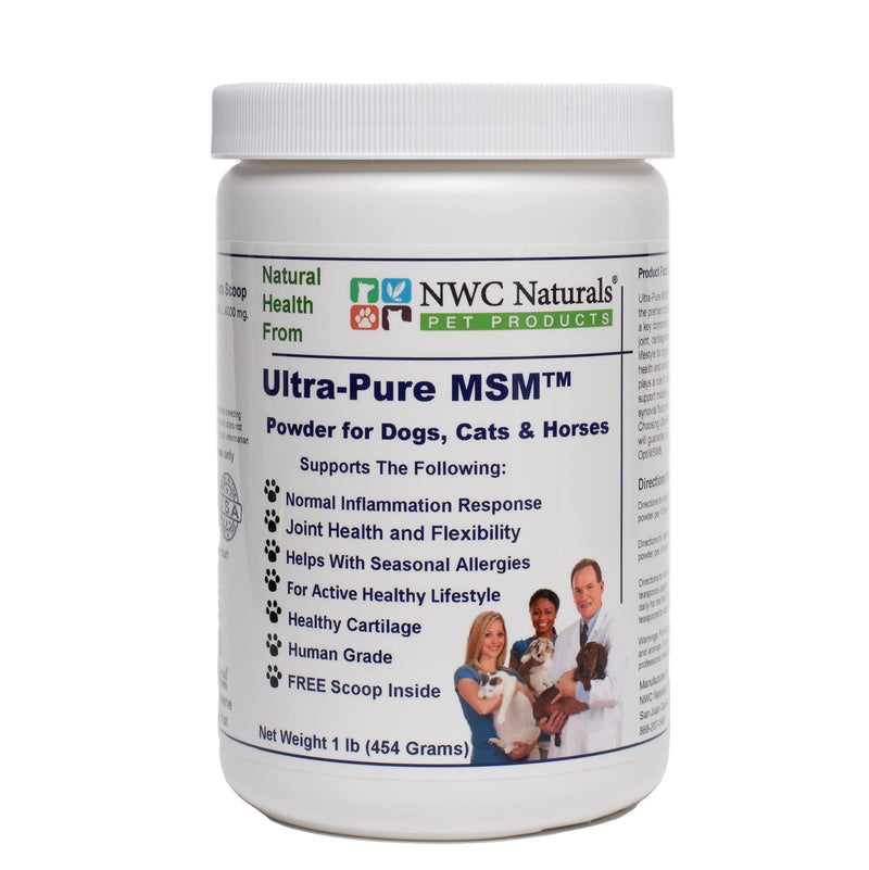 Ultra-Pure MSM for Dogs, Cats & Horses, Supports Hip, Joint and Connective Tissue for Healthy Cartilage and Mobility Opti MSM the Purest in the World by NWC Naturals 1 lb Canister (Model: POWDER) - BeesActive Australia