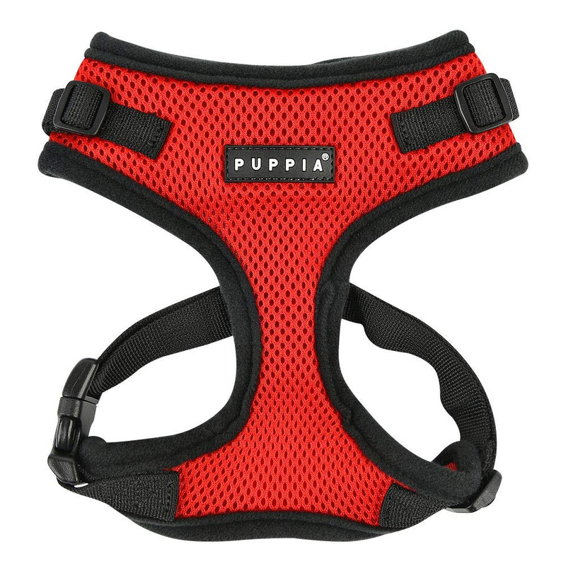 Puppia Dog Harness RiteFit Mesh Over-The-Head All Season No Pull No Choke Walking Training Comfortable Adjustable Neck & Chest for Small & Medium Dog Red - BeesActive Australia