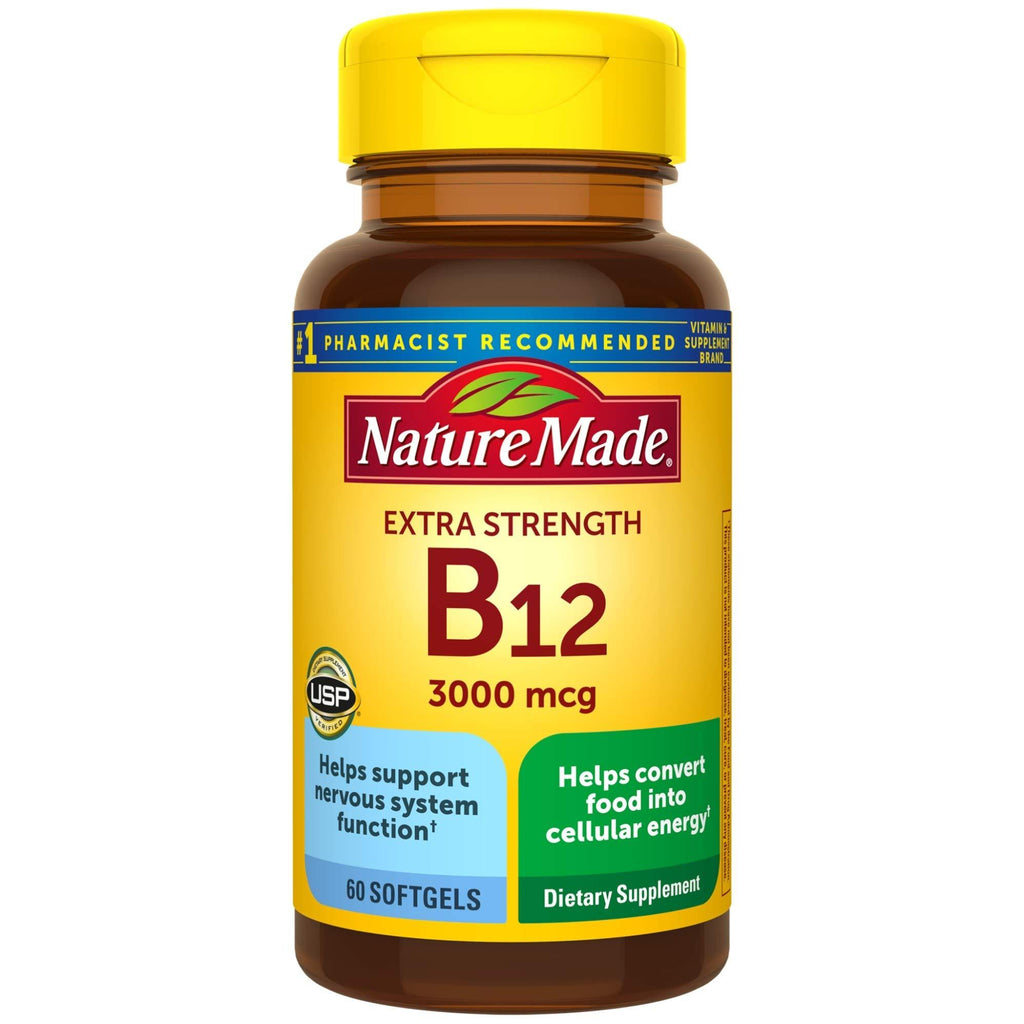 Nature Made Extra Strength Vitamin B12 3000 mcg Softgels, 60 Count for Metabolic Health - BeesActive Australia