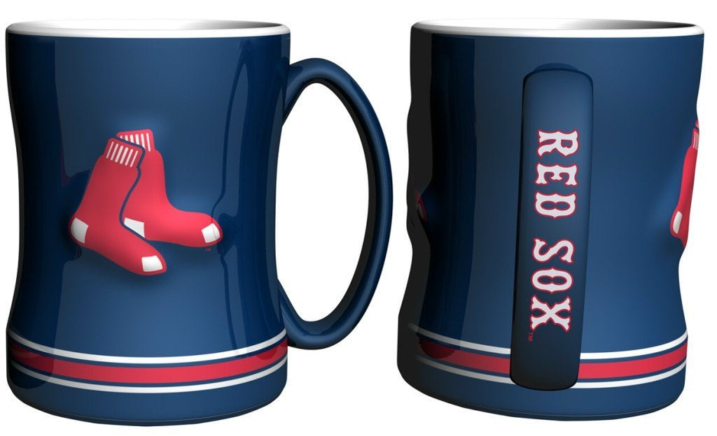 Boston Red Sox Coffee Mug - 14oz Sculpted Relief - Blue - BeesActive Australia