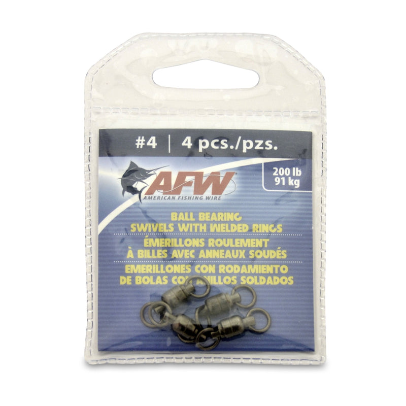 American Fishing Wire Black Ball Bearing Swivels (4 Pieces), Size 4, 200 Pound Test - BeesActive Australia