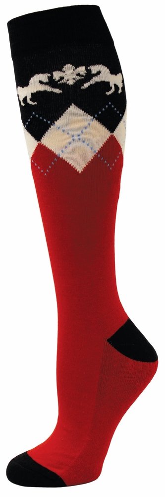 Equine Couture Hadley Knee Hi Socks Red/Navy One Size - BeesActive Australia