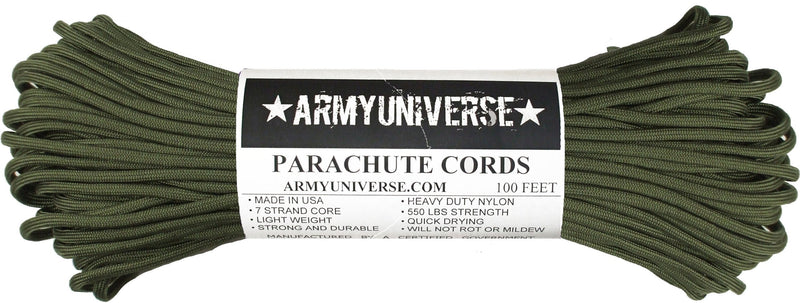 [AUSTRALIA] - Army Universe Olive Drab Nylon Military Paracord 550 lbs Type III 7 Strand Utility Cord Rope USA Made 100 Feet 