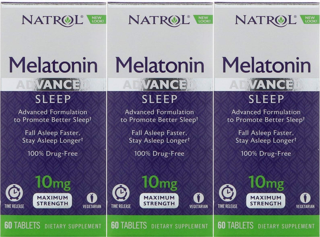 Natrol Advanced Sleep Melatonin Tablets, Maximum Strength 10 mg 60 ea (Pack of 3) - BeesActive Australia