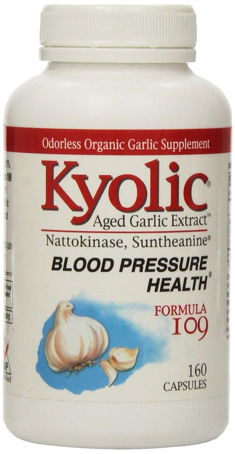 Kyolic Aged Garlic Extract Formula 109, Blood Pressure Health, 160 capsules 160 Count (Pack of 1) - BeesActive Australia