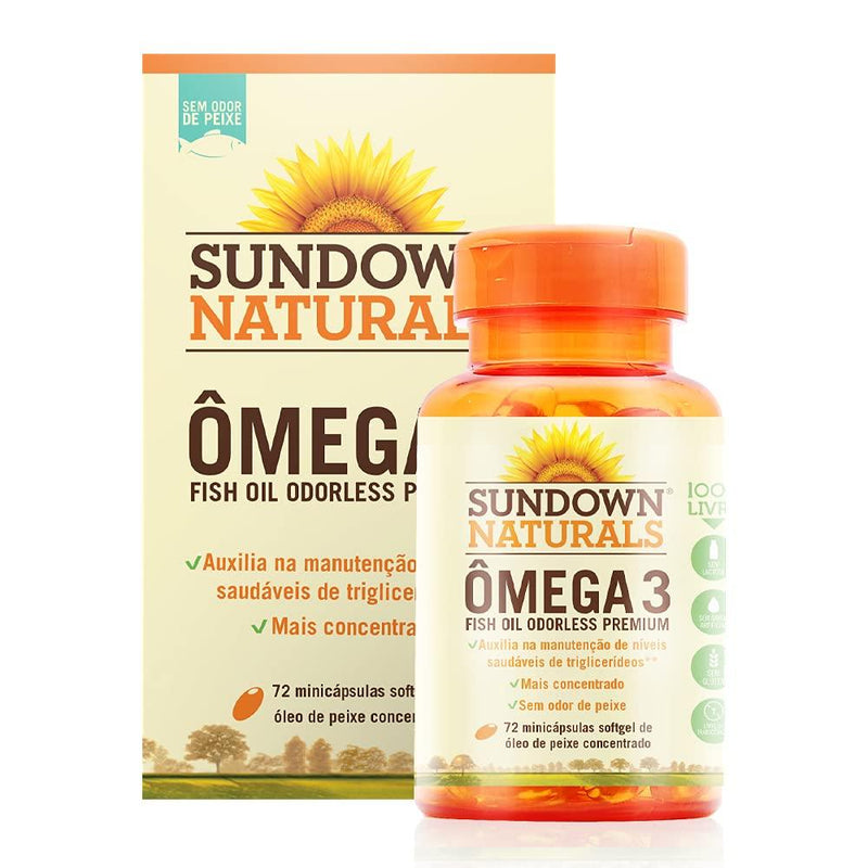 Fish Oil by Sundown, Dietary Supplement, Omega 3, Supports Heart Health, Non-GMO, Free of Gluten, Dairy, Artificial Flavors,1290 Mg, 72 Coated Mini Softgels - BeesActive Australia