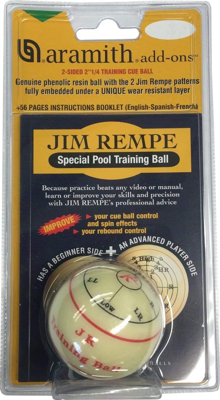 [AUSTRALIA] - Aramith Jim Rempe Training Cue Ball 2-1/4" Regulation Size Billiard Pool Ball with Instruction Manual Learn to Play Better 