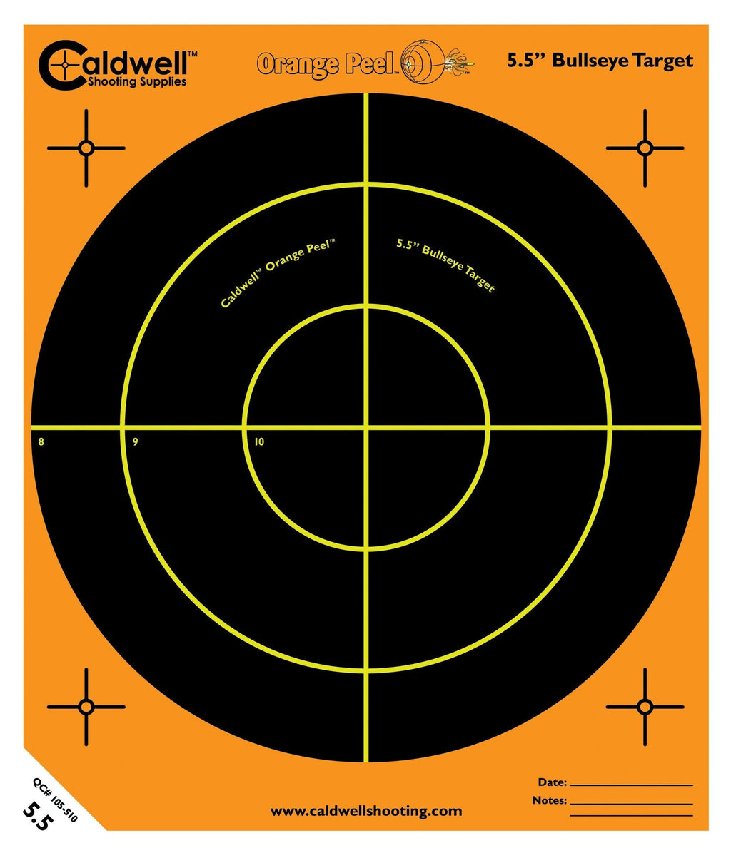 Caldwell Orange Peel Bullseye Targets with Flake Off Material, Strong Adhesive and Multiple Sizes for Outdoor, Range, Shooting and Hunting 8" Bullseye: 10 sheets - BeesActive Australia