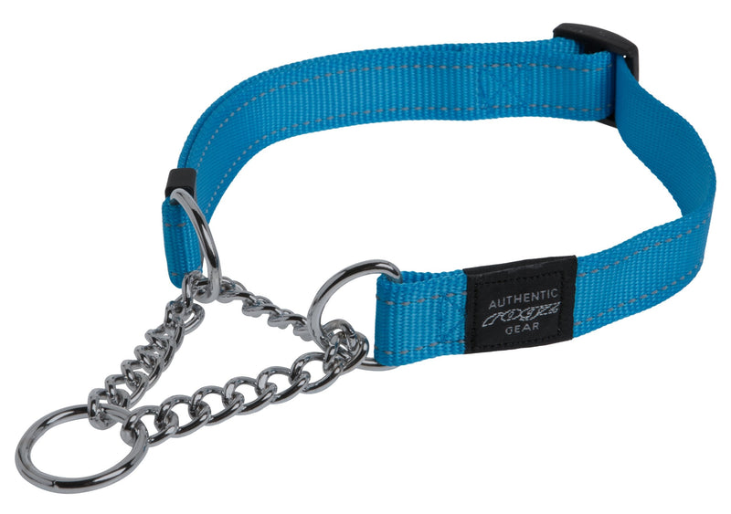 Rogz Utility Extra Large 1-Inch Reflective Lumberjack Obedience Half-Check Dog Collar Turquoise - BeesActive Australia