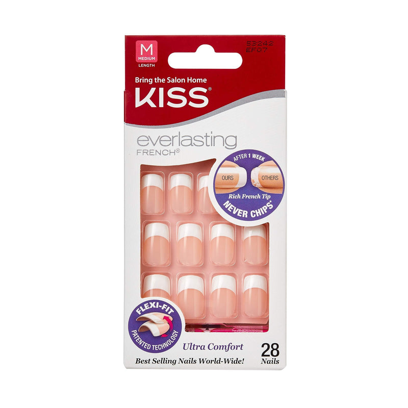 Kiss Everlasting French Nail Kit Medium 28 Nails EF07 (1 PACK) 1 PACK - BeesActive Australia