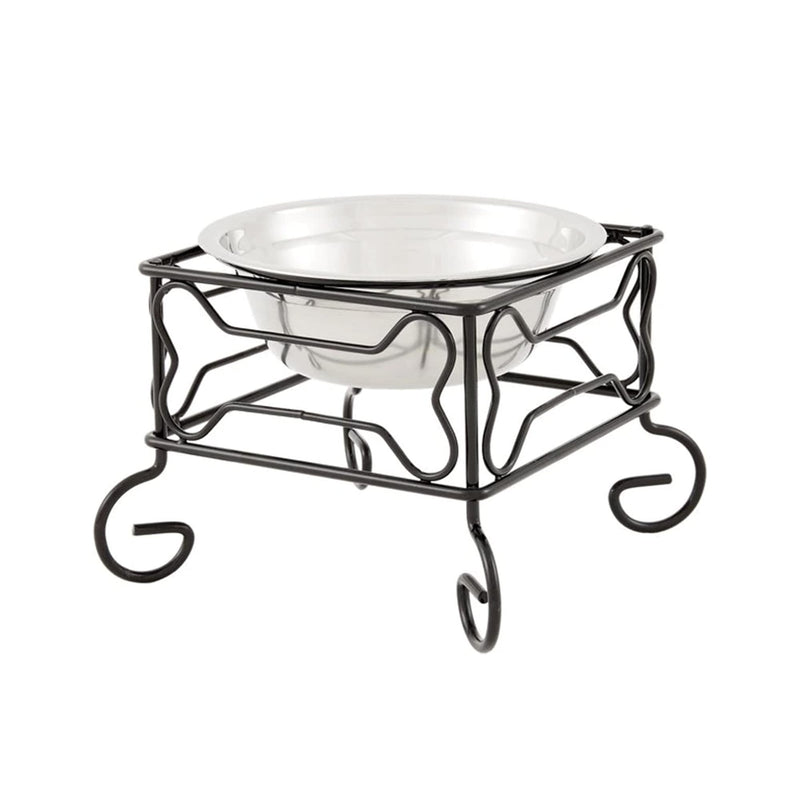 YML 5-Inch Wrought Iron Stand with Single Stainless Steel Feeder Bowl - BeesActive Australia