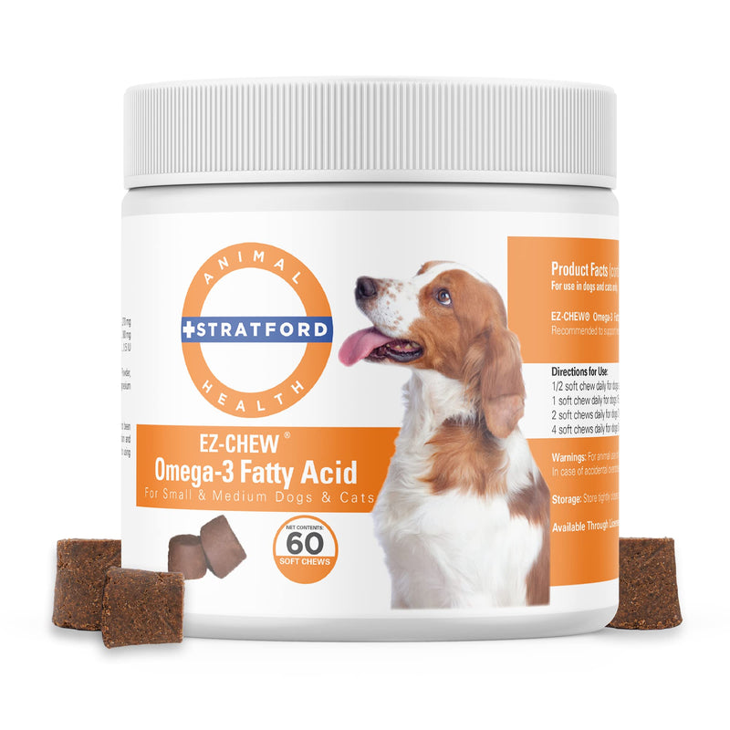 Stratford Pharmaceuticals Omega 3 for Dogs Soft Chews, Itchy Skin Relief for Dog Skin and Coat Supplement for Dogs, Fish Oil Small and Medium Dog Omega 3 Supplement 60 Count - BeesActive Australia