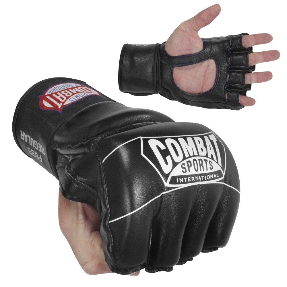 [AUSTRALIA] - Combat Sports Pro Style MMA Muay Thai Grappling Training Sparring Half Mitts Gloves Large Black 