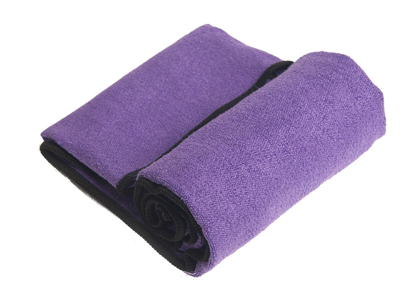 YogaRat Yoga Towel - 100% Microfiber - Multiple Sizes - Non-Slip - Absorbent - Thin - Lightweight Yoga Mat Towels - Yoga Hand Towel Option Available Hand Size - Purple/Black Hand Size Towel 15"x24" - BeesActive Australia