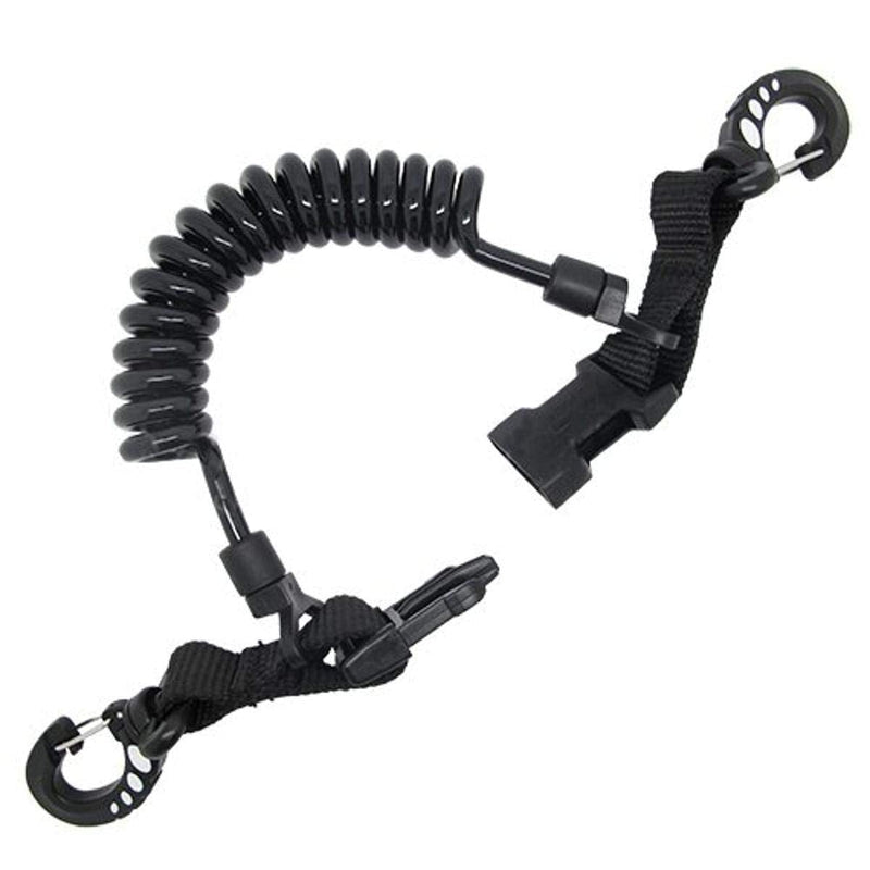 Scuba Diving Shark Coil Lanyard with Snaps and Quick Release Buckles Black - BeesActive Australia