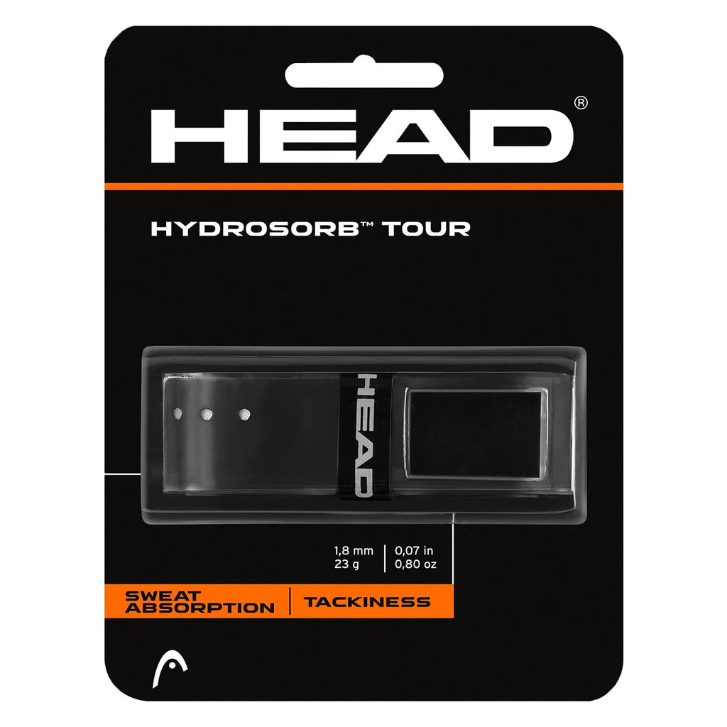 HEAD Hydrosorb Tour Tennis Racket Replacement Grip - Tacky Racquet Handle Grip Tape Black - BeesActive Australia