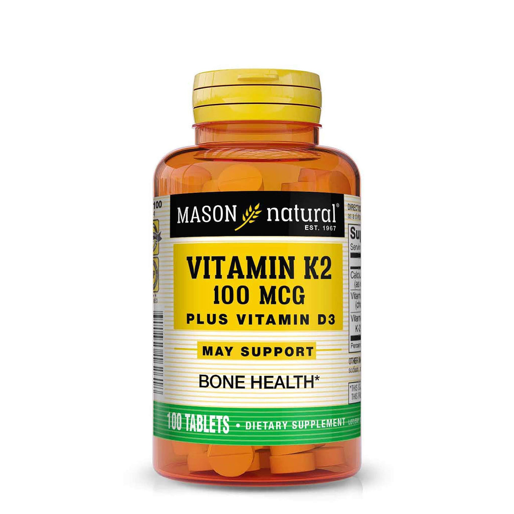 Mason Natural Vitamin K2 Plus D3, 100 Tablets Dietary Supplement - BeesActive Australia