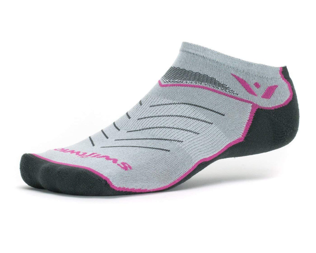 [AUSTRALIA] - Swiftwick- VIBE ZERO Trail and Road Running Socks, No-Show Medium Pink/Gray 