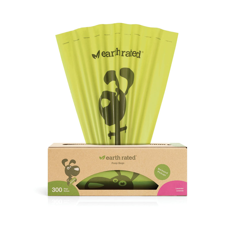 Earth Rated Dog Poop Bags, Dog Waste Bags on a Large Single Roll, Grab and Go, Guaranteed Leak-proof, Great for Backyard Pickups, Each Poop Bag Measures 8 x 13 Inches 300 Bags Lavender-Scented - BeesActive Australia
