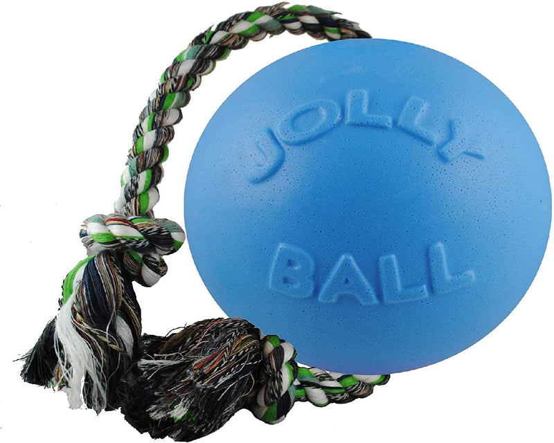 Jolly Pets Romp-n-Roll Rope and Ball Dog Toy 6 Inches/Medium Blueberry - BeesActive Australia