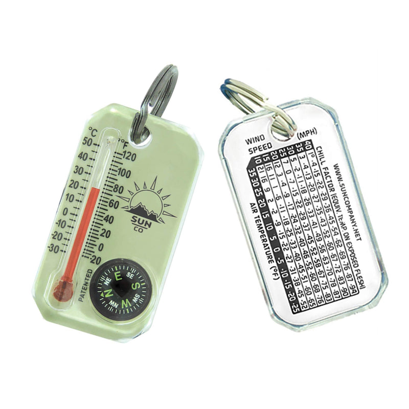 Sun Company LumaGage - Zipper Pull Compass & Thermometer | Easy-to-Read Outdoor Thermometer and Compass - BeesActive Australia
