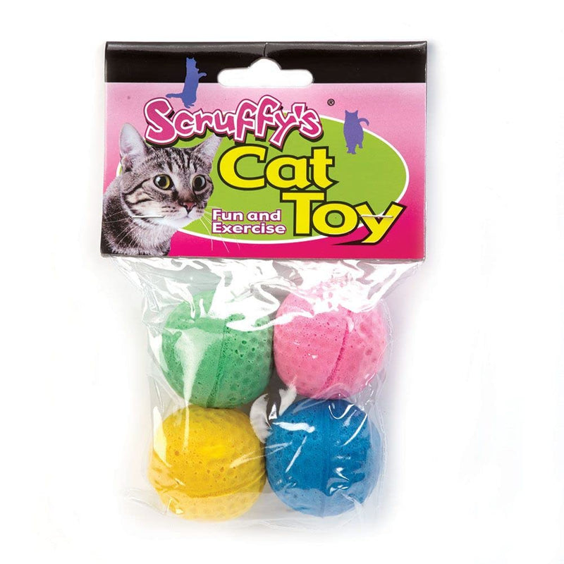 Boss Pet 04467 Scruff's Colorful Kitty Springy Foam Sponge Balls (4 Pack), Multicolor - BeesActive Australia