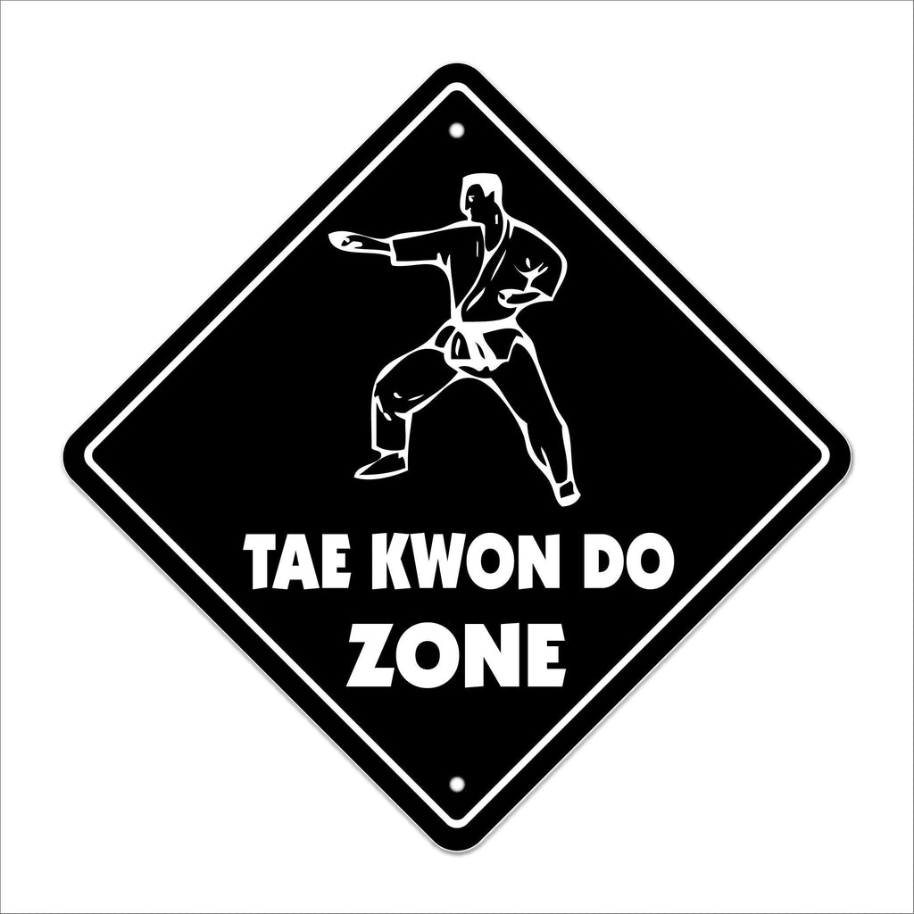 [AUSTRALIA] - Tae Kwon Do Crossing Sign Zone Xing | Indoor/Outdoor | 12" Tall Martial Arts Master Student 12" Tall X 12" Wide Plastic Sign 