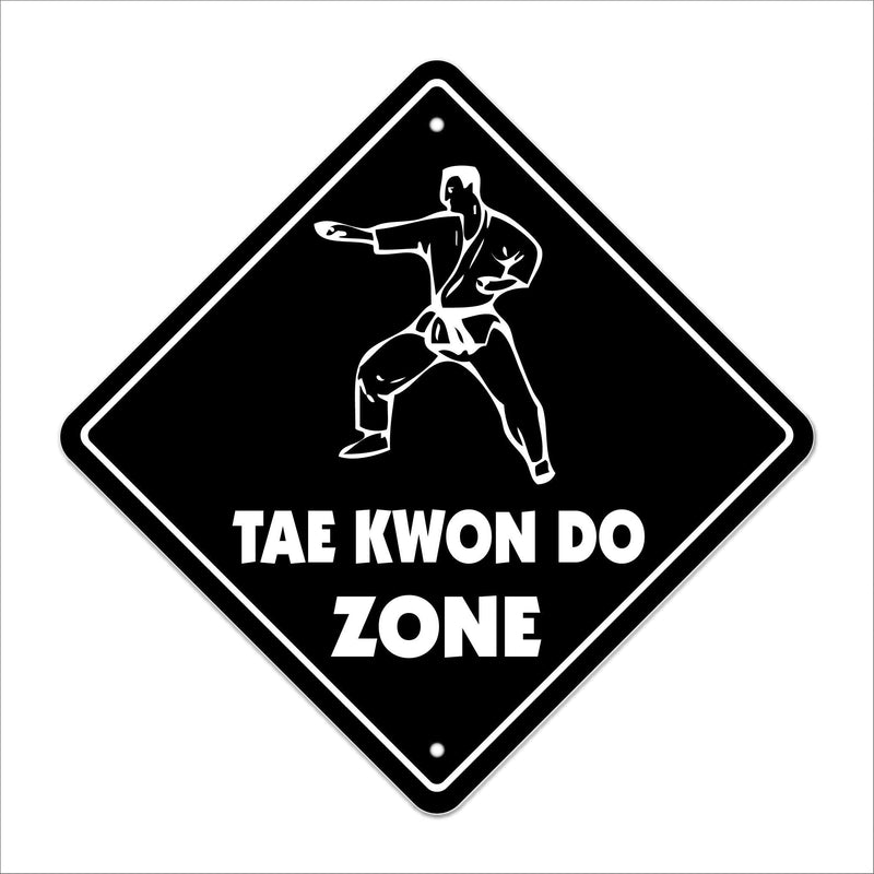 [AUSTRALIA] - Tae Kwon Do Crossing Sign Zone Xing | Indoor/Outdoor | 12" Tall Martial Arts Master Student 12" Tall X 12" Wide Plastic Sign 