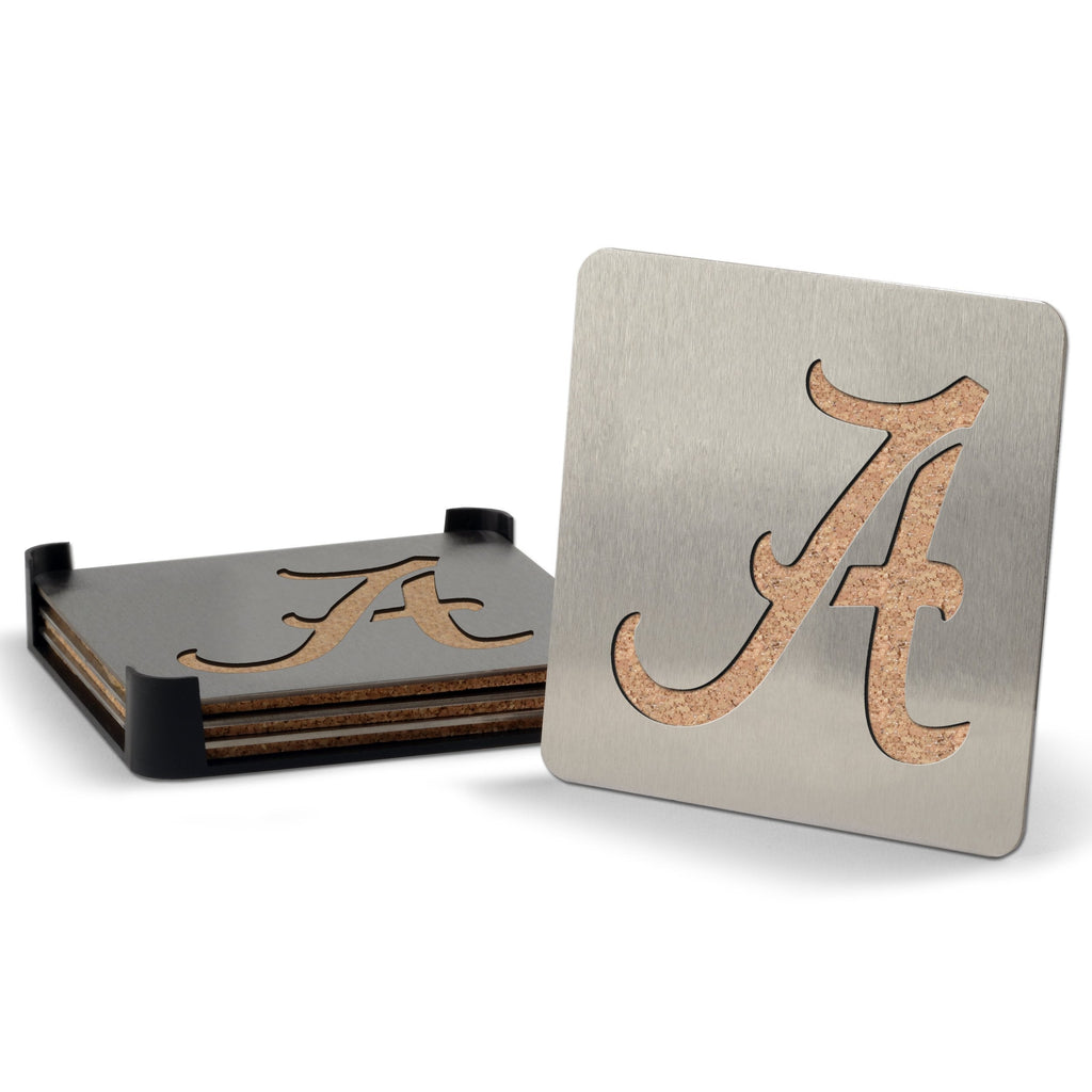 YouTheFan NCAA Boasters, 4-Piece Stainless Steel Laser-Cut Team Coaster Set Alabama Crimson Tide - BeesActive Australia