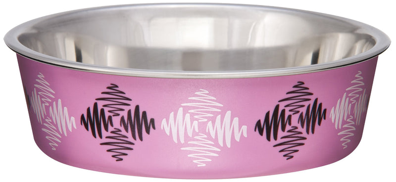 Loving Pets Designer & Expressions Bella Bowl Dog Bowl Medium Argyle- Pink - BeesActive Australia