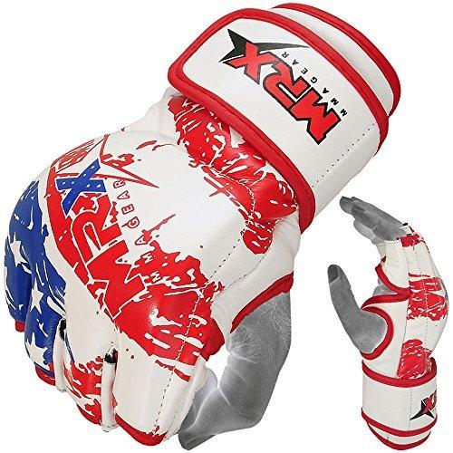 [AUSTRALIA] - MRX MMA Gloves UFC Grappling Glove Cage Fight Boxing Muay Thai Training Sparring Mitts for Men Women Red/Blue/White X-Large 