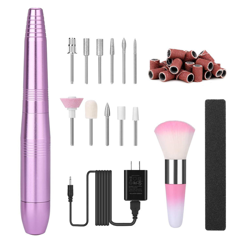 AGPtek Nail Drill Set, Electric Nail Drill Kit Portable and Professional Nail File Kit for Acrylic Nail, Gel Polish, Manicures and Pedicure, Ideal for Nail Salon, Studio and Home Use,Purple - BeesActive Australia