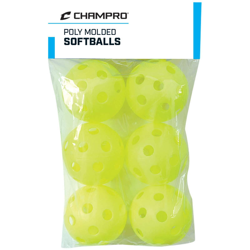 [AUSTRALIA] - Champro Poly Balls, Pack of 6 (Yellow, 12-Inch) 