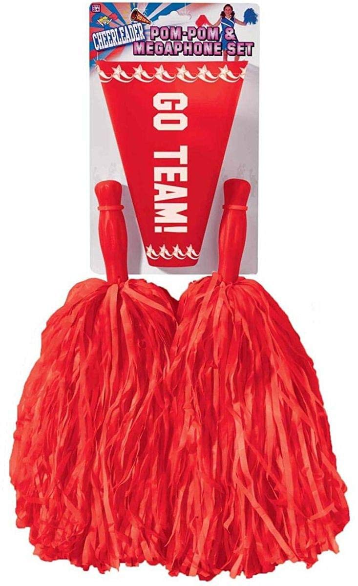[AUSTRALIA] - Cheerleader Pom Pom and Megaphone (Red) Standard Red 