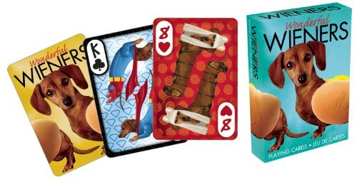 AQUARIUS Wonderful Wieners Playing Cards - Cute Weiner Dog Themed Deck of Cards for Your Favorite Card Games - Weiner Dog Merchandise & Collectibles - Poker Size with Linen Finish - BeesActive Australia