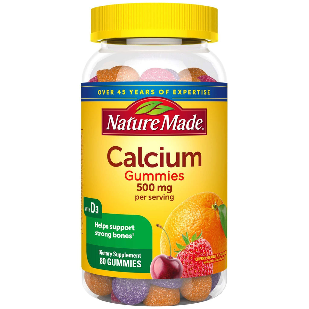Nature Made Calcium 500 mg helps support Bone Strength with Vitamin D3 700 IU for Immune Support, Gummies, 80 Count - BeesActive Australia