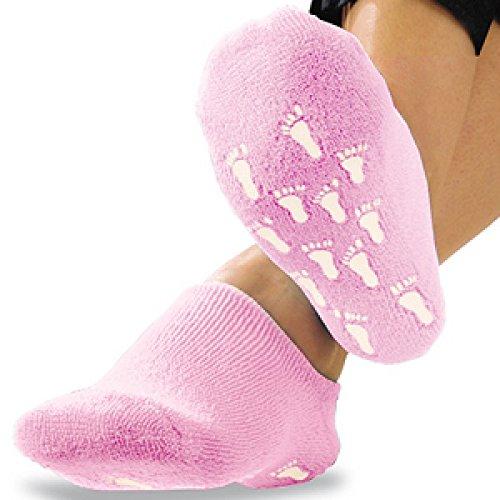 Deluxe Comfort Womens Terry Gel-Lined Moisturizing Booties, One Size – Infused with Essential Oils – Gel Lining – Non-Slip Comfort Grips – Socks, Pink - BeesActive Australia