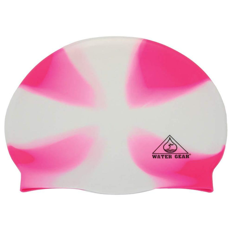 [AUSTRALIA] - Water Gear Jazz Silicone Swim Cap - Criss Cross White/Pink 