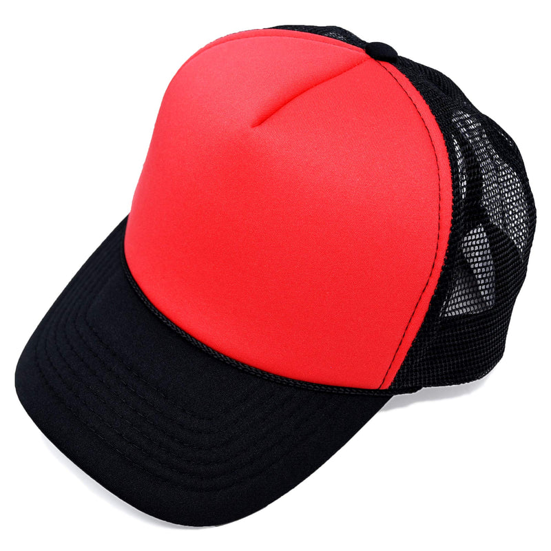 DALIX Two Tone Trucker Hat Summer Mesh Cap with Adjustable Snapback Strap Black-red - BeesActive Australia