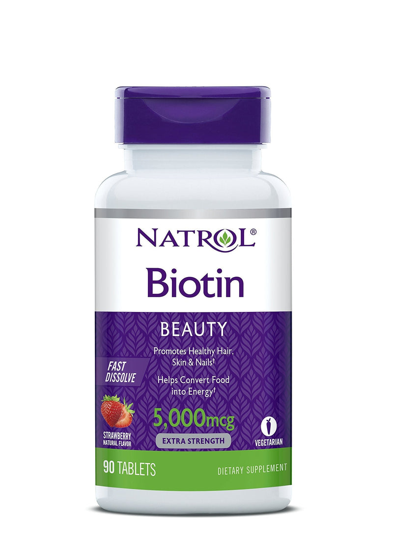Natrol Biotin Beauty Tablets, Promotes Healthy Hair, Skin and Nails, Helps Support Energy Metabolism, Helps Convert Food Into Energy, 5,000mcg, 90Count - BeesActive Australia
