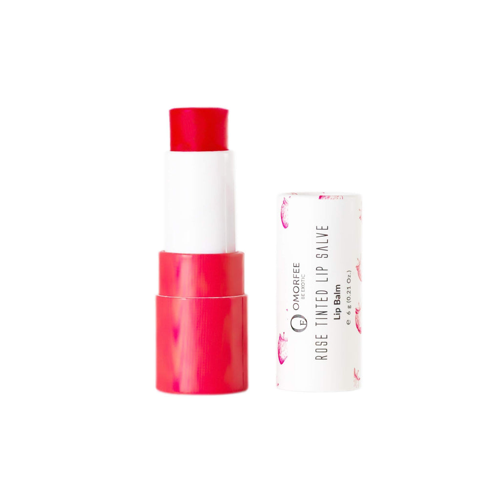 Omorfee 100% Organic Tinted Lip Balm Stick Treatment, Natural Lip Tint Gloss, Long Lasting Rose Lip Tint, Strawberry Flavor, Beetroot & Cocoa Butter, Pink Red Color, Moisturizing Lip Balm - 6g/0.21Oz - BeesActive Australia