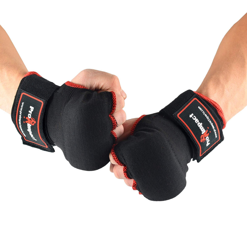 [AUSTRALIA] - Pro Impact Boxing MMA Men & Women Kickboxing Muay Thai Quick Knuckle Wrist Wrap Protector Handwraps Padded Inner Gloves Elastic Hand Wraps for Boxing Gloves Quick Wraps Black Red X-Large 
